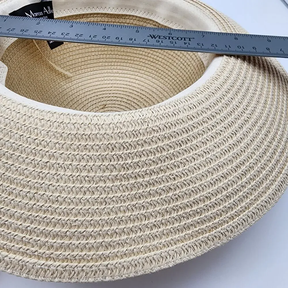 Marcus Adler Womens Straw Hat Short Brim Floral Tie Round Top Vacation Beach